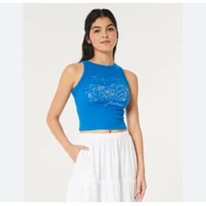 Womens Hollister Blue Sleeveless Baby Tee